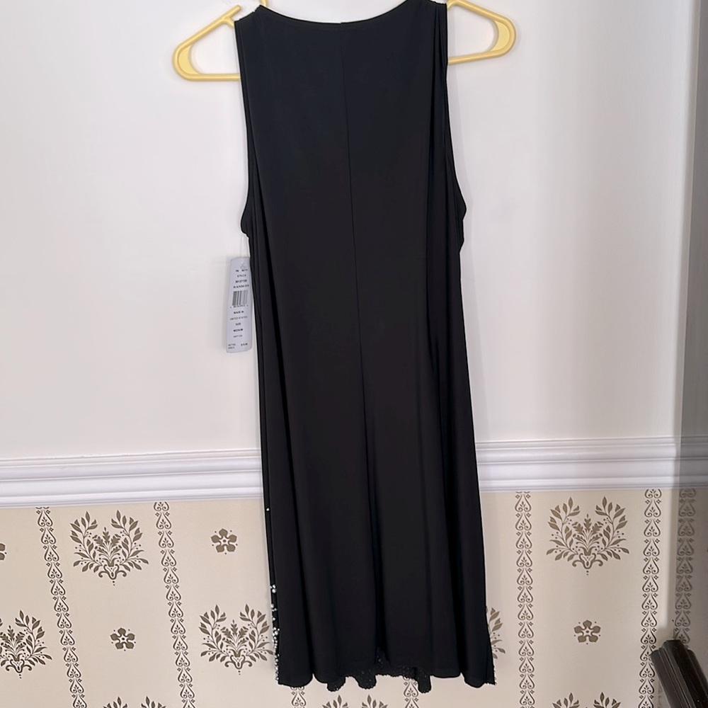 NWT MSK Sleeveless Beaded Black Shift Cocktail Dress M Evening Stretch - Picture 7 of 8